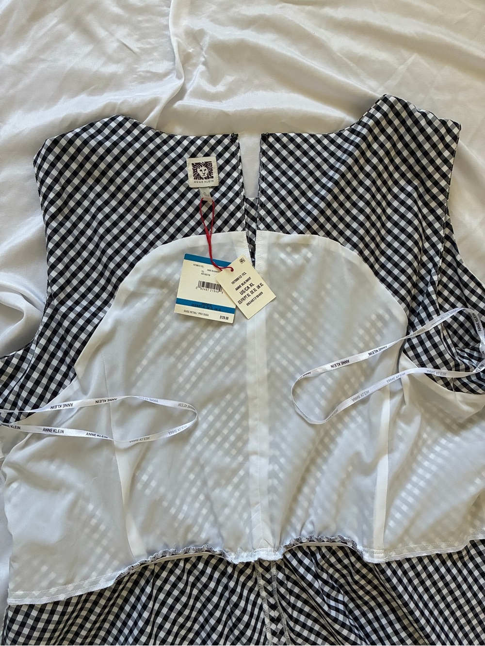Anne Klein Black and White Gingham Sleeveless A-Line Dress - Picture 3 of 10